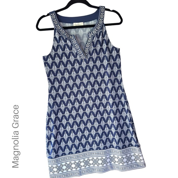 MAGNOLIA GRACE | NWOT ALHAMBRA HALTER NECK DRESS EMBROIDERED TRIM | SMALL - Picture 1 of 11